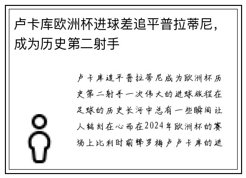 卢卡库欧洲杯进球差追平普拉蒂尼，成为历史第二射手